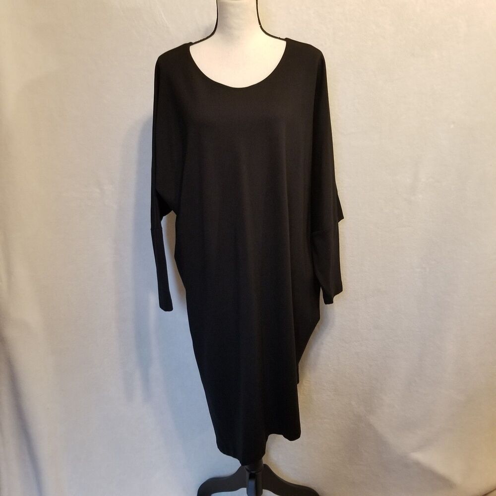 Bryn Walker S Dress Tunic Black Ponte Knit Oversized Dolman Sleeve Lagenlook